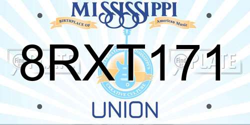 8RXT171 Mississippi License Plate