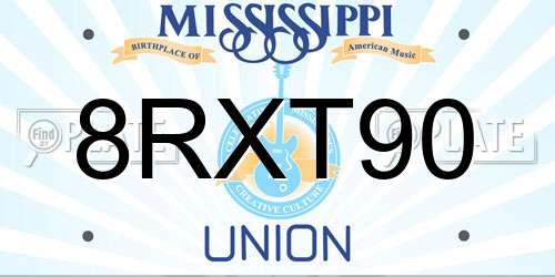 8RXT90 Mississippi License Plate