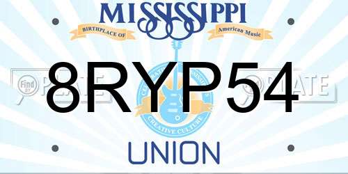 8RYP54 Mississippi License Plate