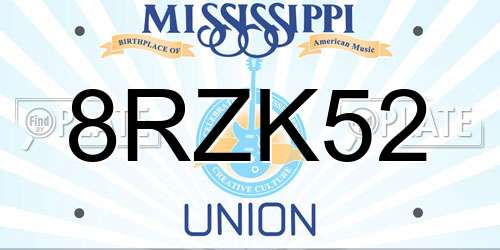 8RZK52 Mississippi License Plate