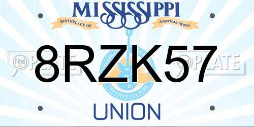 8RZK57 Mississippi License Plate