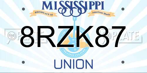 8RZK87 Mississippi License Plate