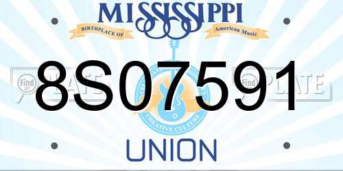 8S07591 Mississippi License Plate