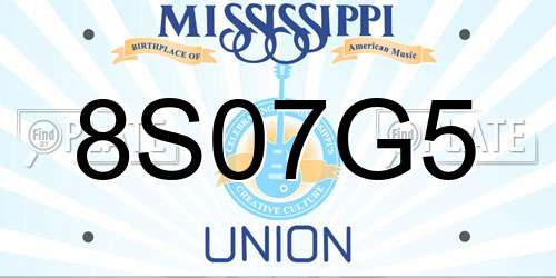 8S07G5 Mississippi License Plate