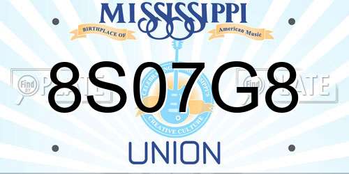 8S07G8 Mississippi License Plate