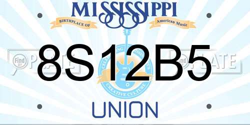 8S12B5 Mississippi License Plate