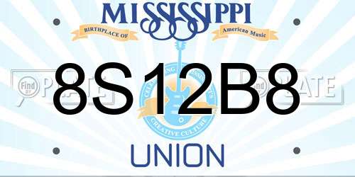 8S12B8 Mississippi License Plate