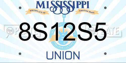 8S12S5 Mississippi License Plate