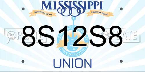 8S12S8 Mississippi License Plate