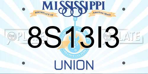 8S13I3 Mississippi License Plate