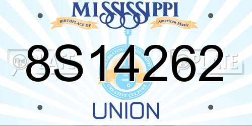 8S14262 Mississippi License Plate