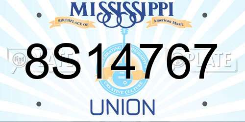 8S14767 Mississippi License Plate