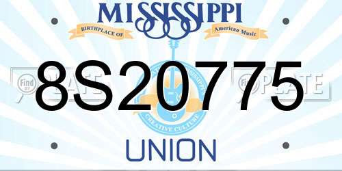 8S20775 Mississippi License Plate