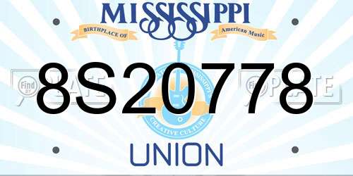 8S20778 Mississippi License Plate