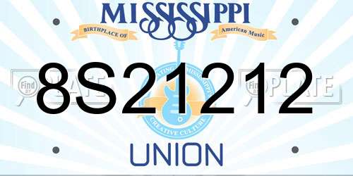 8S21212 Mississippi License Plate