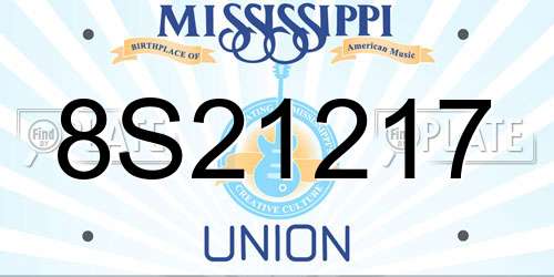 8S21217 Mississippi License Plate