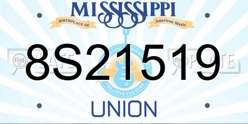 8S21519 Mississippi License Plate
