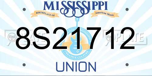8S21712 Mississippi License Plate