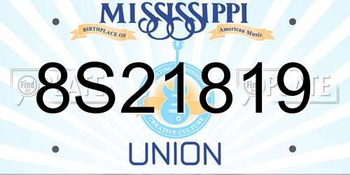 8S21819 Mississippi License Plate