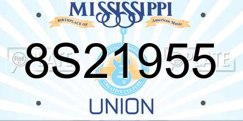 8S21955 Mississippi License Plate