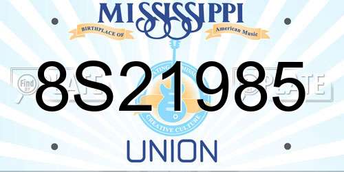 8S21985 Mississippi License Plate