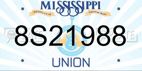 8S21988 Mississippi License Plate