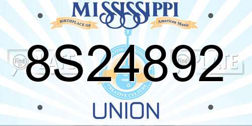 8S24892 Mississippi License Plate