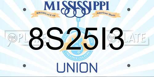 8S25I3 Mississippi License Plate