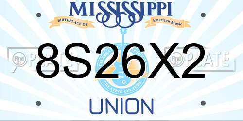 8S26X2 Mississippi License Plate