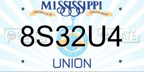 8S32U4 Mississippi License Plate