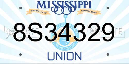 8S34329 Mississippi License Plate