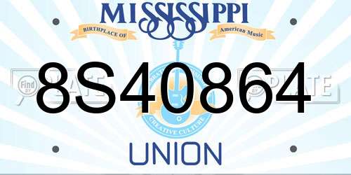 8S40864 Mississippi License Plate