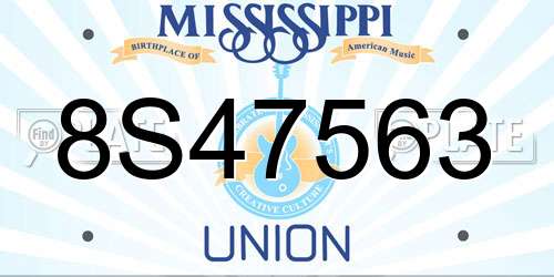 8S47563 Mississippi License Plate