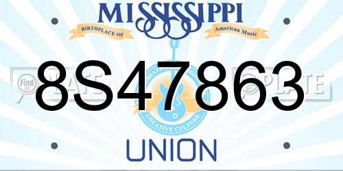 8S47863 Mississippi License Plate