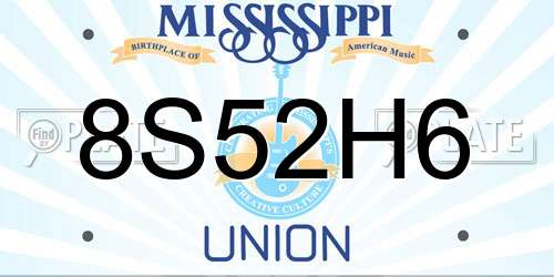 8S52H6 Mississippi License Plate