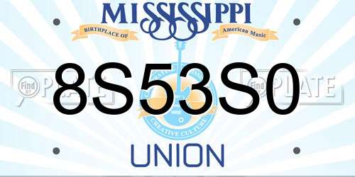 8S53S0 Mississippi License Plate