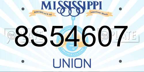 8S54607 Mississippi License Plate