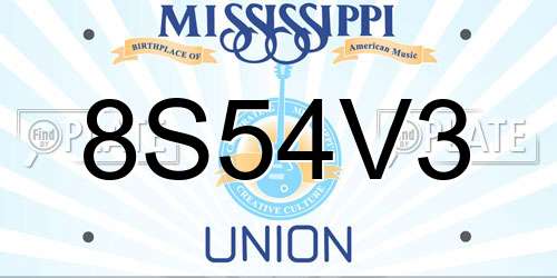 8S54V3 Mississippi License Plate