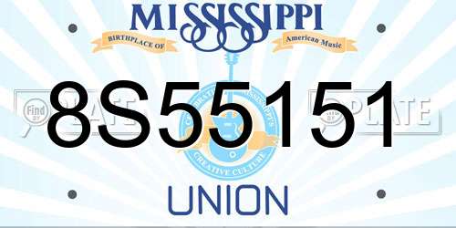 8S55151 Mississippi License Plate