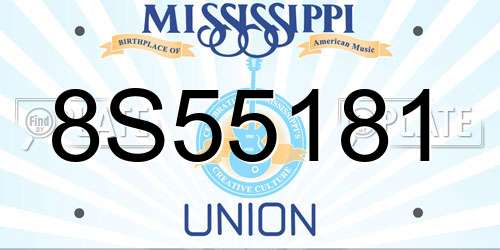 8S55181 Mississippi License Plate