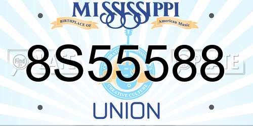 8S55588 Mississippi License Plate
