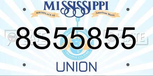 8S55855 Mississippi License Plate