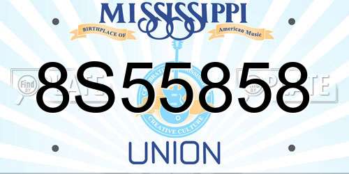8S55858 Mississippi License Plate