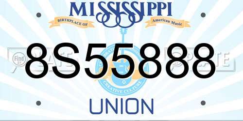 8S55888 Mississippi License Plate