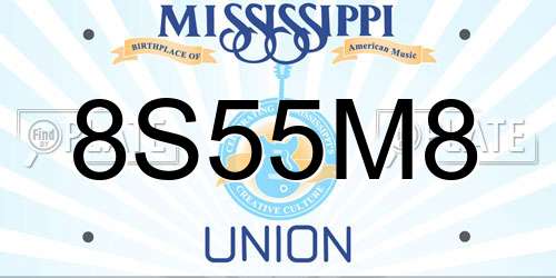 8S55M8 Mississippi License Plate