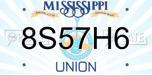 8S57H6 Mississippi License Plate