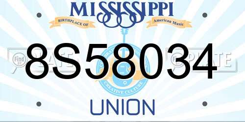 8S58034 Mississippi License Plate