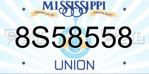 8S58558 Mississippi License Plate