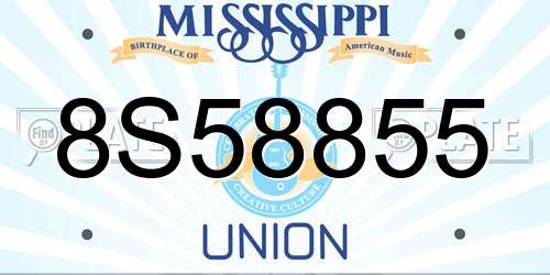 8S58855 Mississippi License Plate