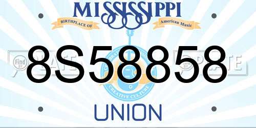 8S58858 Mississippi License Plate